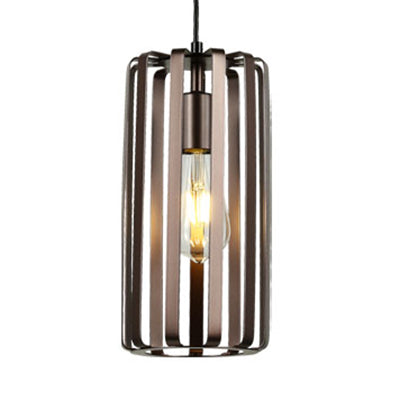Industrial Hanging Lamp Cylinder Metal Pendant Light With Wire Frame In Bronze 6/10/16 Width / 6