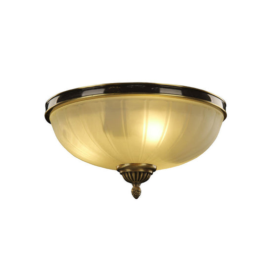 Modern Black and Gold Dome Foyer Ceiling Light with Prismatic Glass - 2 Lights Traditional Flushmount