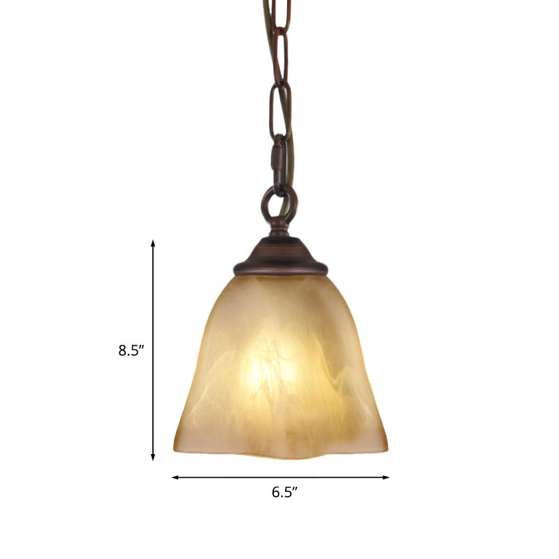 Beige Glass Pendant Light: Traditional Square Bottom Hanging Fixture For Restaurants