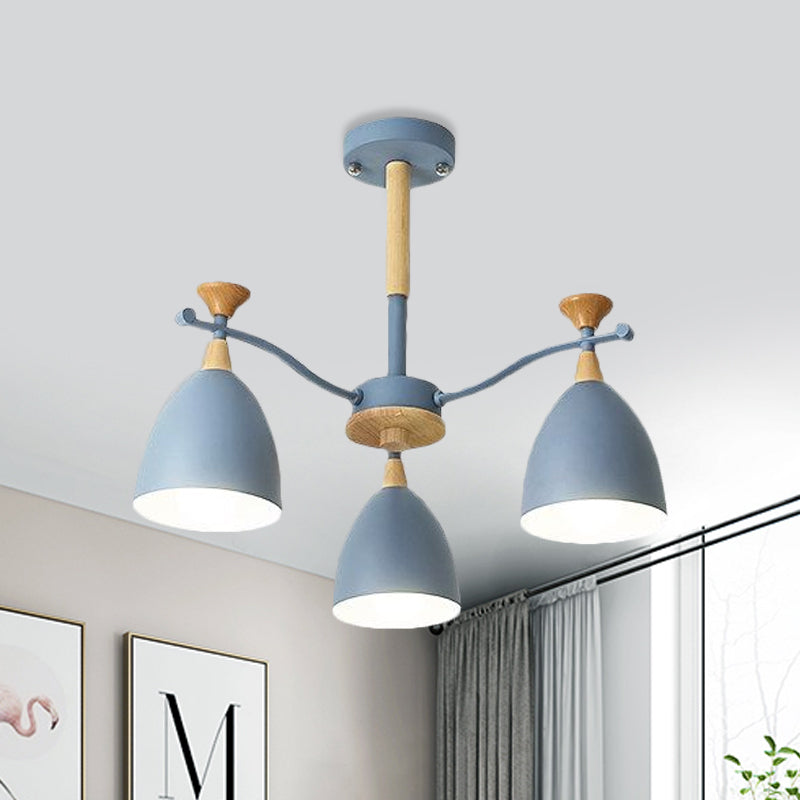 Modern Cone Chandelier Pendant Light - Metal Hanging Ceiling Light for Bedroom (3/6/8 Lights) - Grey/White/Green