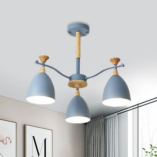 Modern Cone Chandelier Pendant Light - Metal Hanging Ceiling Light for Bedroom (3/6/8 Lights) - Grey/White/Green
