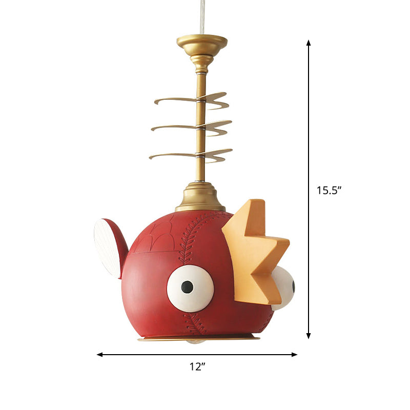 Gold Hanging Lamp Kit With Modern Cartoon Design - 1/4 Lights Pendant In Red