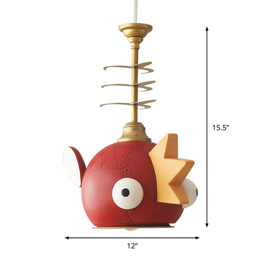 Gold Hanging Lamp Kit With Modern Cartoon Design - 1/4 Lights Pendant In Red