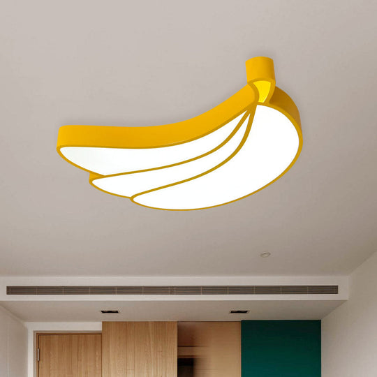 Contemporary LED Flush Mount Light Fixture with Acrylic Shade - White Grape/Banana/Apple Theme
