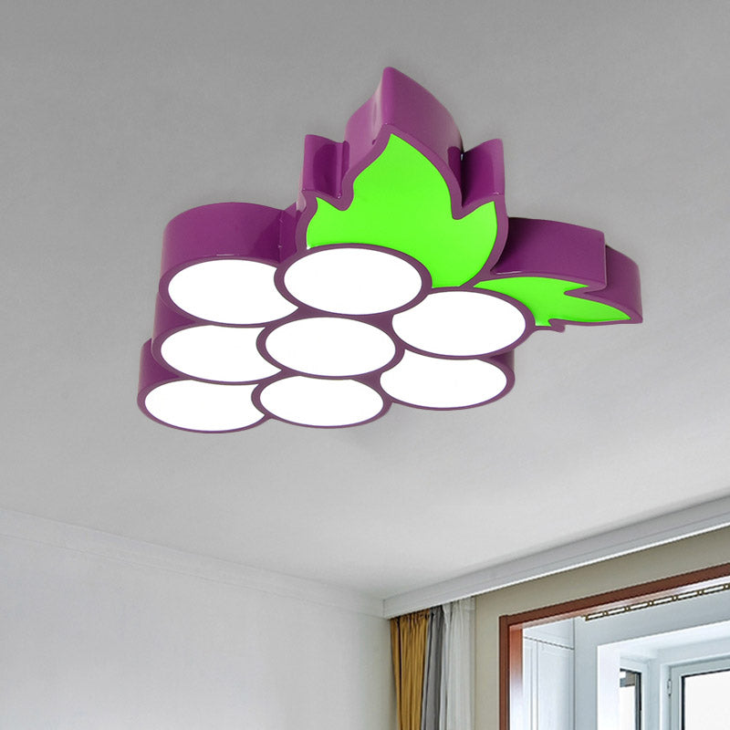 Contemporary LED Flush Mount Light Fixture with Acrylic Shade - White Grape/Banana/Apple Theme