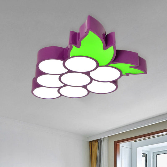 Contemporary LED Flush Mount Light Fixture with Acrylic Shade - White Grape/Banana/Apple Theme