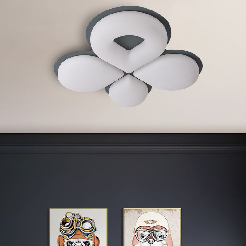 Luminaire encastré à LED pour chambre d'enfant en gris/blanc/café - Motif floral mignon