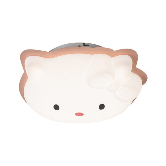 Kids' Cartoon Cat LED Flush Mount Light Fixture for Pink/Blue Bedroom Décor