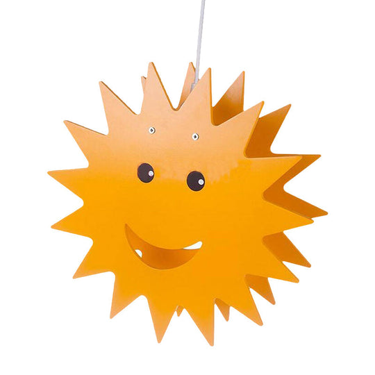 Smiling Sun Cartoon Pendant Lamp - Yellow Finish
