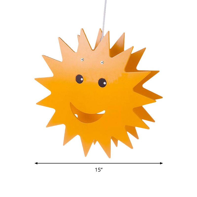 Smiling Sun Cartoon Pendant Lamp - Yellow Finish