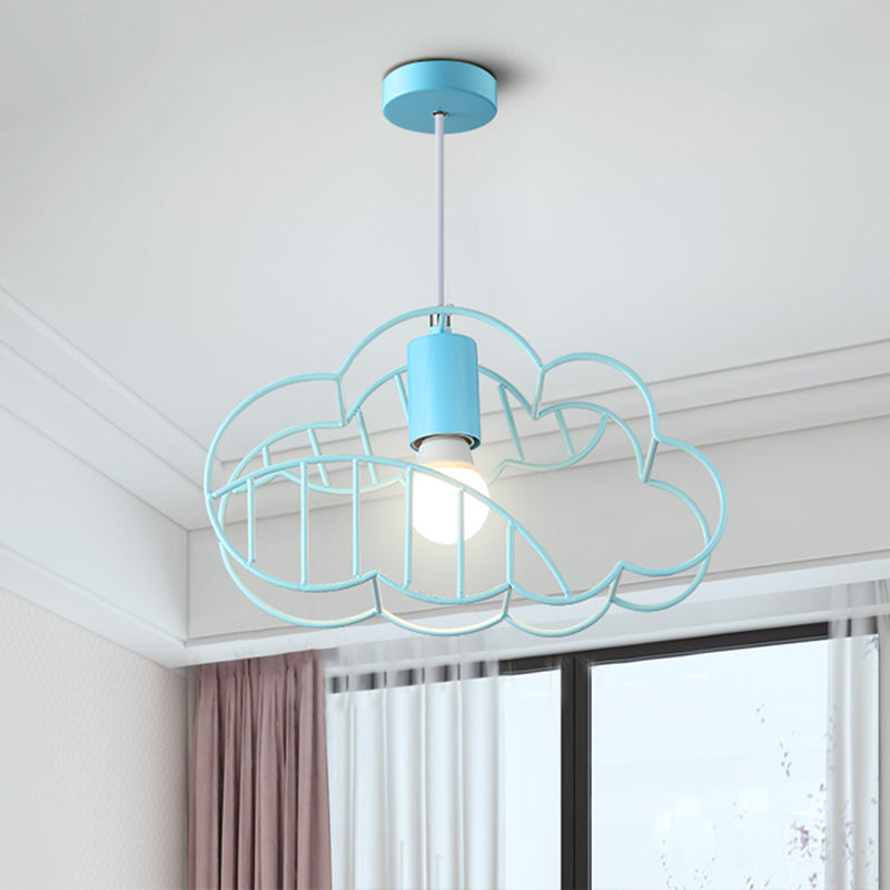 Blue Metal Hanging Ceiling Light - Single Bulb Pendant With Round Canopy From Creative Cloud Frame
