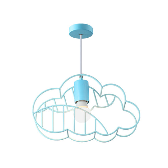 Blue Metal Hanging Ceiling Light - Single Bulb Pendant With Round Canopy From Creative Cloud Frame