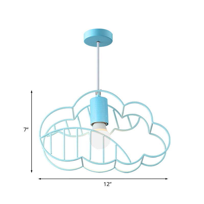 Blue Metal Hanging Ceiling Light - Single Bulb Pendant With Round Canopy From Creative Cloud Frame