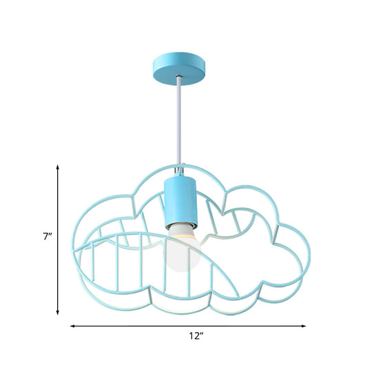 Blue Metal Hanging Ceiling Light - Single Bulb Pendant With Round Canopy From Creative Cloud Frame