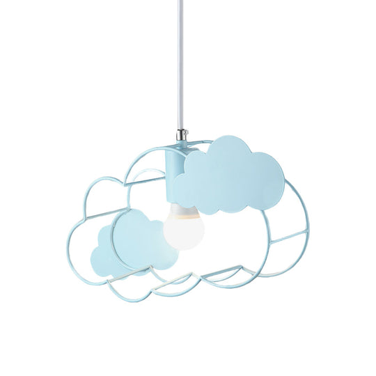 Blue Metal Hanging Ceiling Light - Single Bulb Pendant With Round Canopy From Creative Cloud Frame