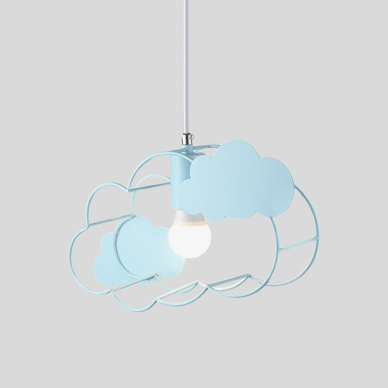 Blue Metal Hanging Ceiling Light - Single Bulb Pendant With Round Canopy From Creative Cloud Frame