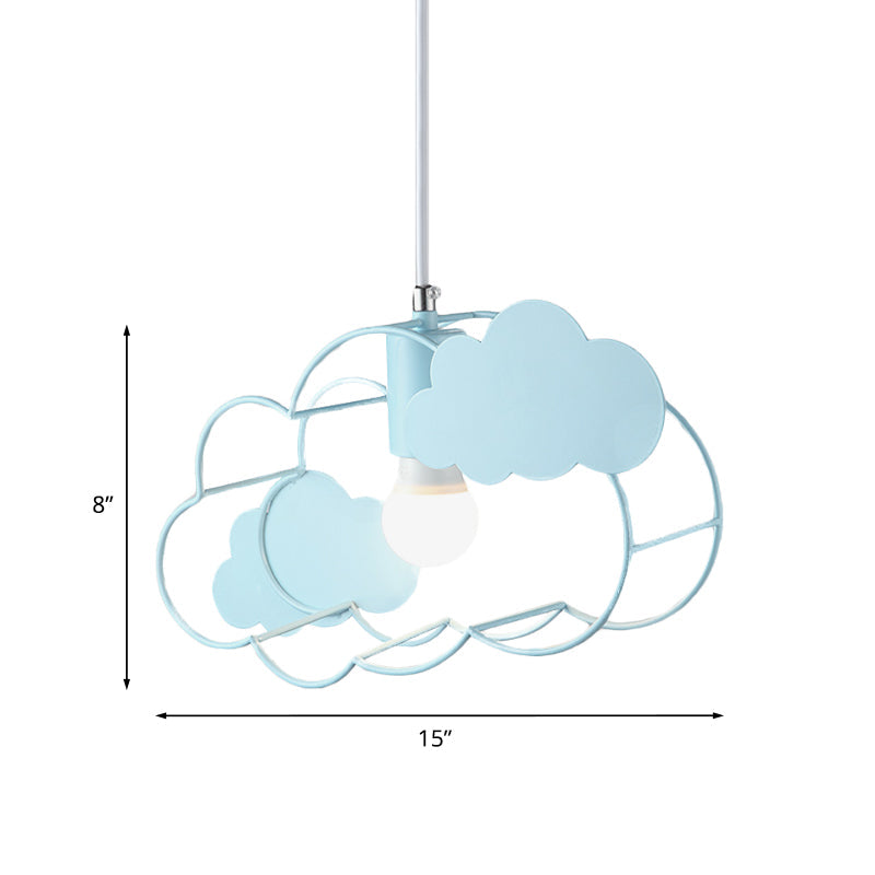 Blue Metal Hanging Ceiling Light - Single Bulb Pendant With Round Canopy From Creative Cloud Frame