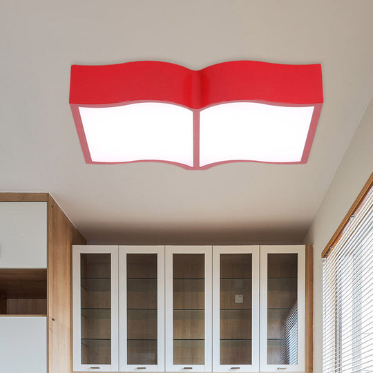 Modern Acrylic Cartoon LED Flush Mount Ceiling Lamp - Red/Yellow/Blue for Living Room Lighting