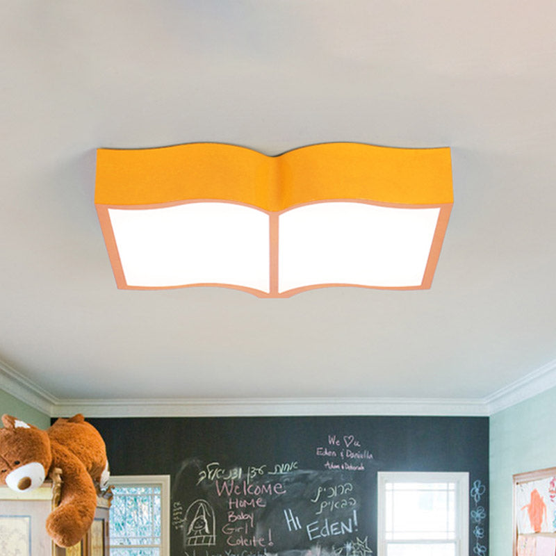 Modern Acrylic Cartoon Led Flush Mount Ceiling Lamp - Red/Yellow/Blue For Living Room Lighting