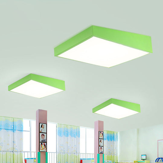 Colorful Square LED Flush Mount Ceiling Light for Kindergarten