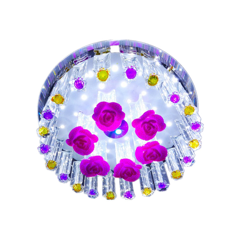 Modern Flush Mount Led Spotlight Crystal Ceiling Lamp - Simple Blossom Design