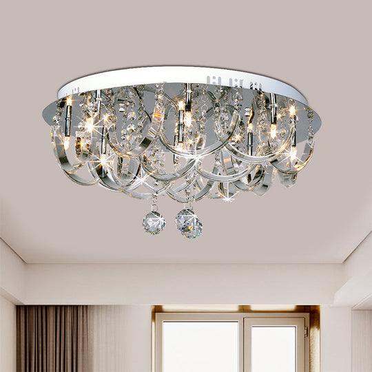 Modern Crystal Flush Mount Ceiling Light with Twisted Clear Design - 8 Heads for Bedroom