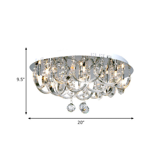 Modern Crystal Flush Mount Ceiling Light with Twisted Clear Design - 8 Heads for Bedroom