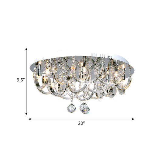 Modern Crystal Flush Mount Ceiling Light With Twisted Clear Design - 8 Heads For Bedroom