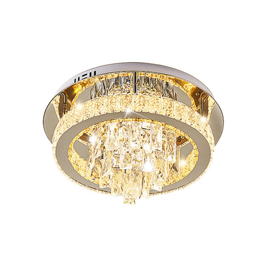 Modern LED Chrome Crystal Ceiling Light for Living Room - Flushmount Design