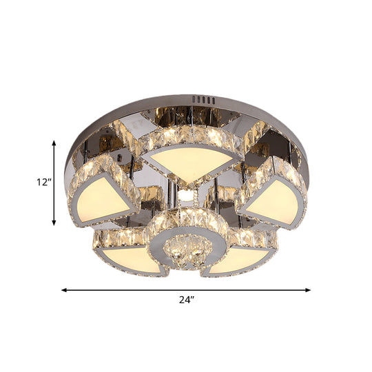 Modern LED Spotlight with Waterfall Crystal Shade for Bedroom Ceiling in Chrome, 24"/31.5" W