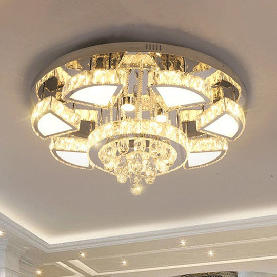 Modern Led Spotlight With Waterfall Crystal Shade For Bedroom Ceiling In Chrome 24/31.5 W / 31.5