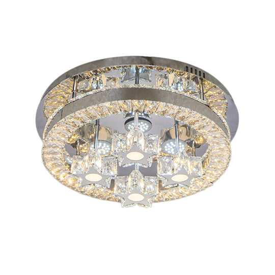 Modern LED Crystal Ceiling Light in Chrome - Semi-Circle/Spiral Design - Flush Mount for Minimalist Living Rooms