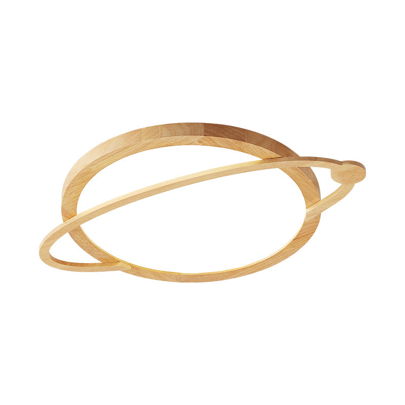 Saturn Flush Mount Kids Led Ceiling Light - Wood Finish Acrylic Shade Ideal For Bedrooms