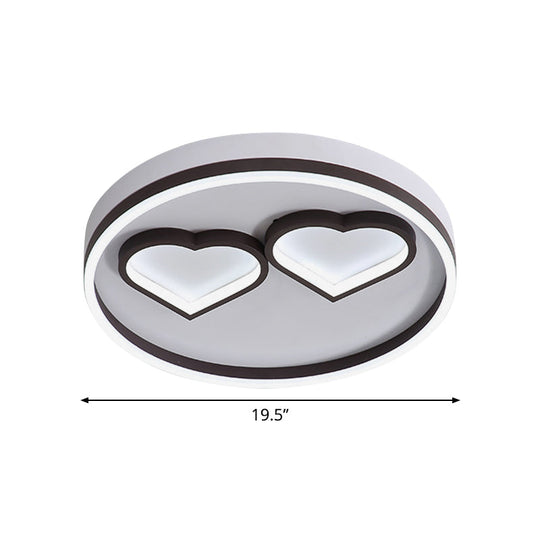Modern Heart-Shaped LED Ceiling Light for Bedroom - Warm/White Light Flushmount, Coffee Acrylic Mount