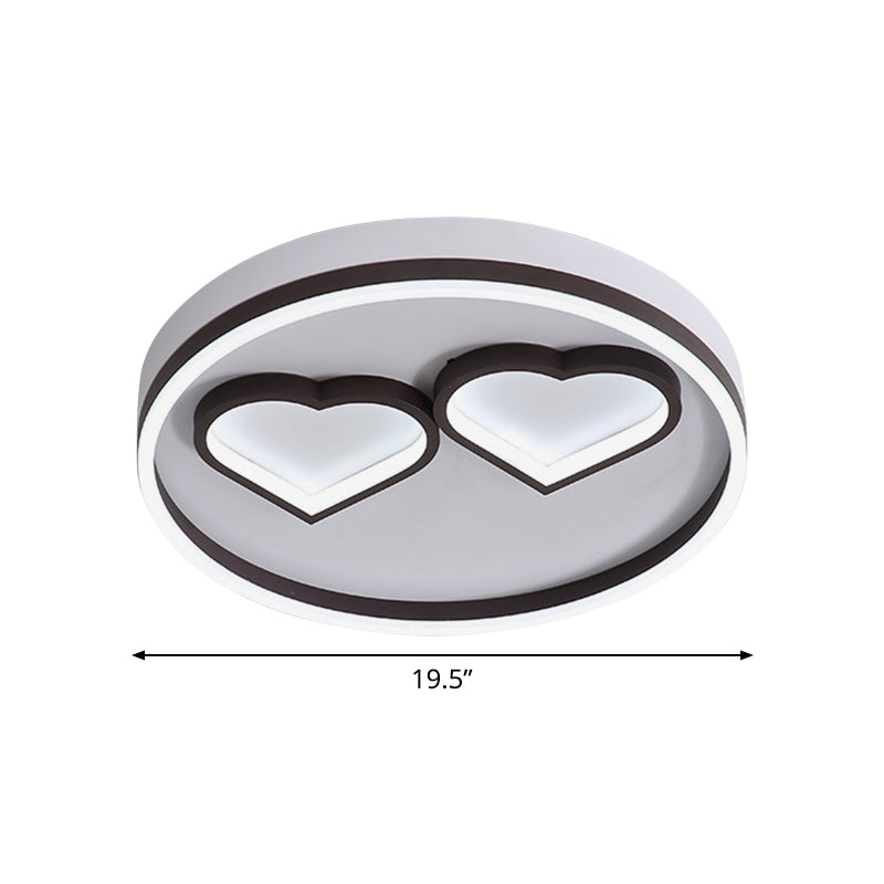 Modern Heart-Shaped Led Ceiling Light For Bedroom - Warm/White Flushmount Coffee Acrylic Mount