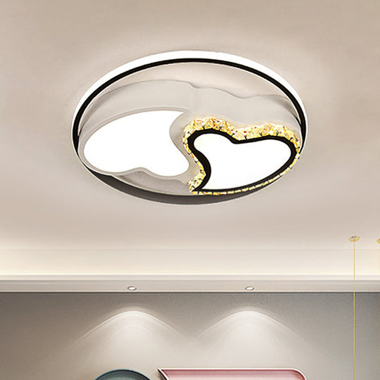 Children's Square/Star/Heart LED Flush Mount Ceiling Light in Black-White with Crystal Accents