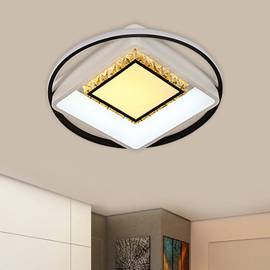 Children's Square/Star/Heart LED Flush Mount Ceiling Light in Black-White with Crystal Accents