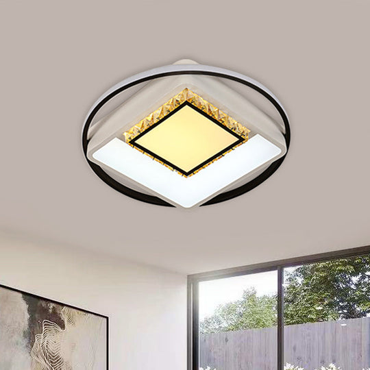 Children's Square/Star/Heart LED Flush Mount Ceiling Light in Black-White with Crystal Accents