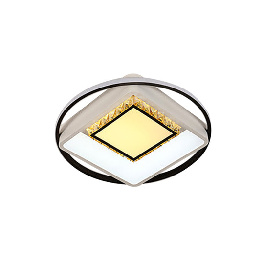 Children's Square/Star/Heart LED Flush Mount Ceiling Light in Black-White with Crystal Accents