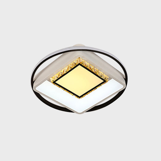 Children's Square/Star/Heart LED Flush Mount Ceiling Light in Black-White with Crystal Accents