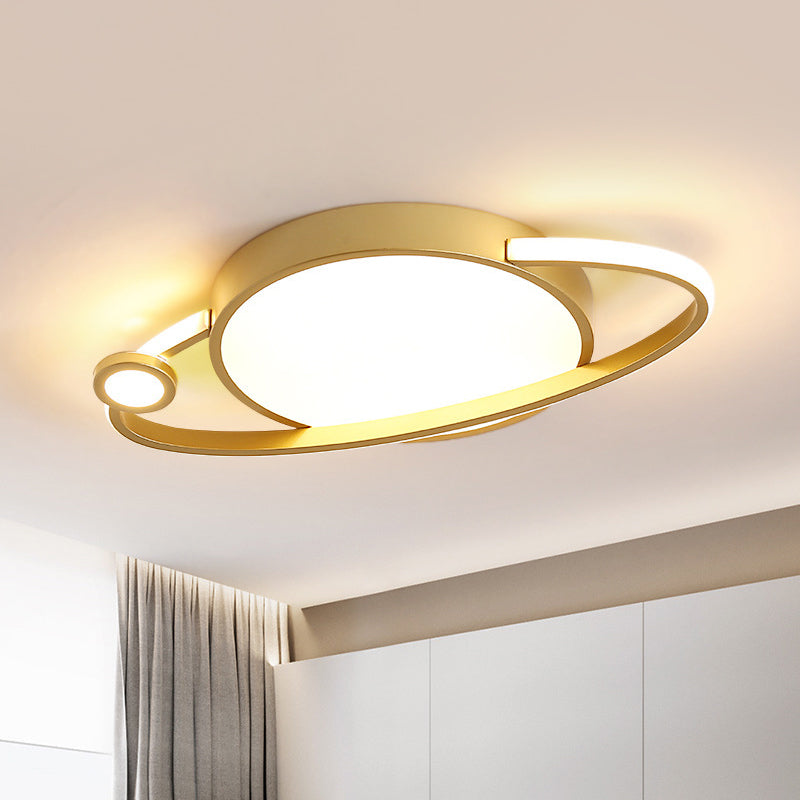 Children's Orbit Flush Mount LED Ceiling Light in Gold - Warm/White Light