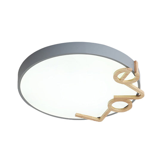 Love-Shape Wood Deco LED Flush Mount Lamp in 3 Colors