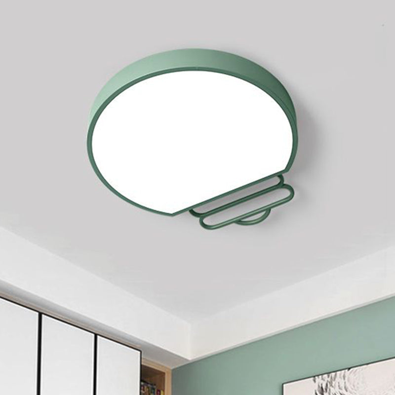 Nordic Led Flush Mount Ceiling Lamp With Acrylic Shade And White/Green/Grey Bulb Shape Green