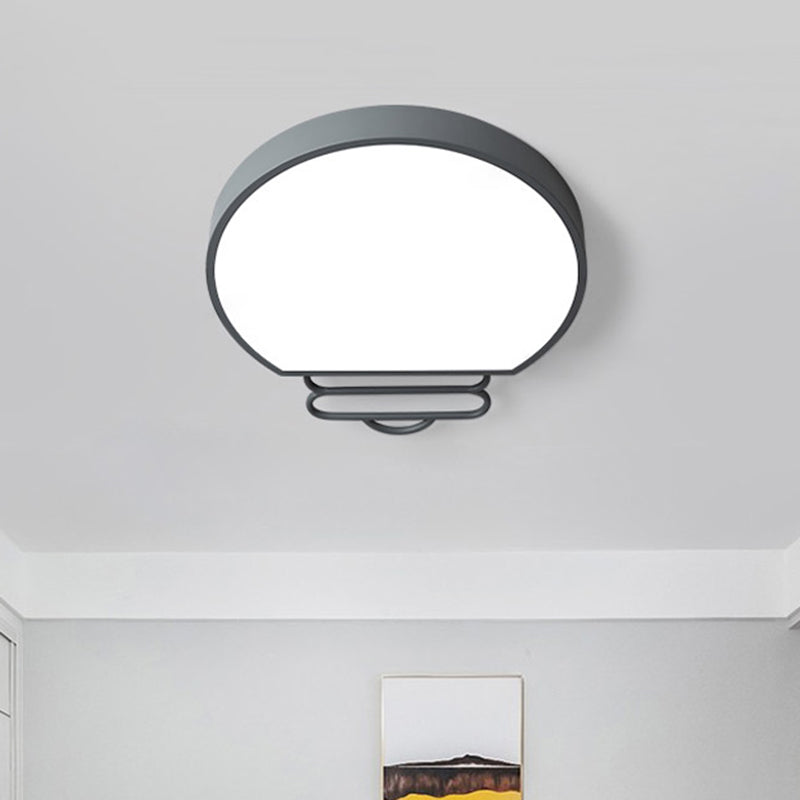 Nordic LED Flush Mount Ceiling Lamp with Acrylic Shade and White/Green/Grey Bulb Shape
