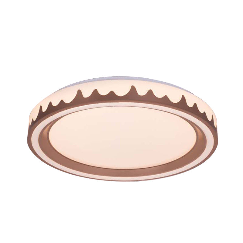 Modern LED Flush Mount Light with White/Gold/Coffee Circle Design for Living Room