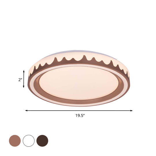 Modern LED Flush Mount Light with White/Gold/Coffee Circle Design for Living Room