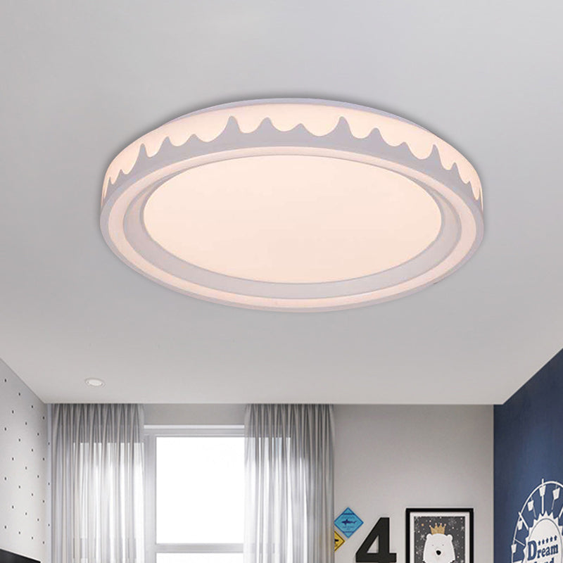 Modern LED Flush Mount Light with White/Gold/Coffee Circle Design for Living Room