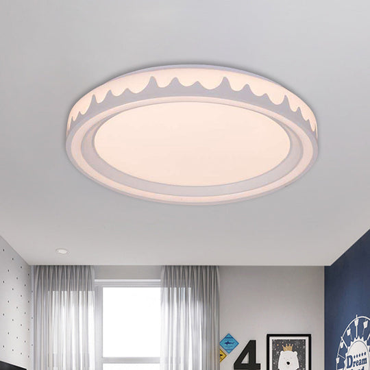Modern LED Flush Mount Light with White/Gold/Coffee Circle Design for Living Room