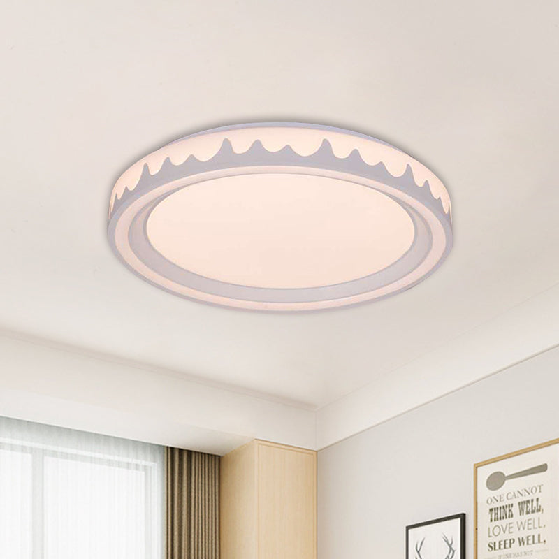 Modern LED Flush Mount Light with White/Gold/Coffee Circle Design for Living Room