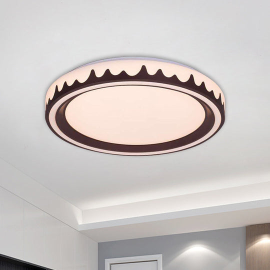 Modern LED Flush Mount Light with White/Gold/Coffee Circle Design for Living Room